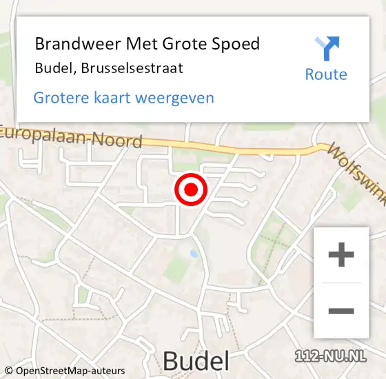 Locatie op kaart van de 112 melding: Brandweer Met Grote Spoed Naar Budel, Brusselsestraat op 20 oktober 2018 14:22