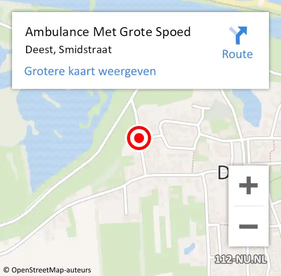 Locatie op kaart van de 112 melding: Ambulance Met Grote Spoed Naar Deest, Smidstraat op 20 oktober 2018 14:31