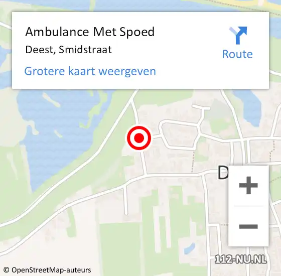 Locatie op kaart van de 112 melding: Ambulance Met Spoed Naar Deest, Smidstraat op 20 oktober 2018 14:55