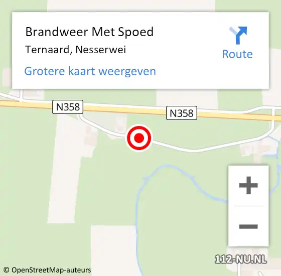 Locatie op kaart van de 112 melding: Brandweer Met Spoed Naar Ternaard, Nesserwei op 20 oktober 2018 15:30