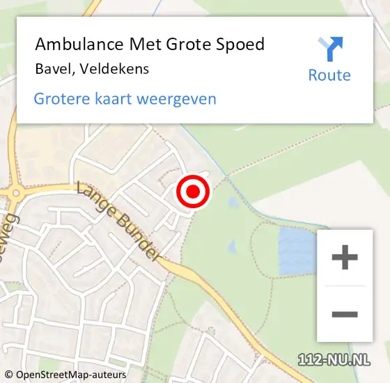 Locatie op kaart van de 112 melding: Ambulance Met Grote Spoed Naar Bavel, Veldekens op 20 oktober 2018 15:55