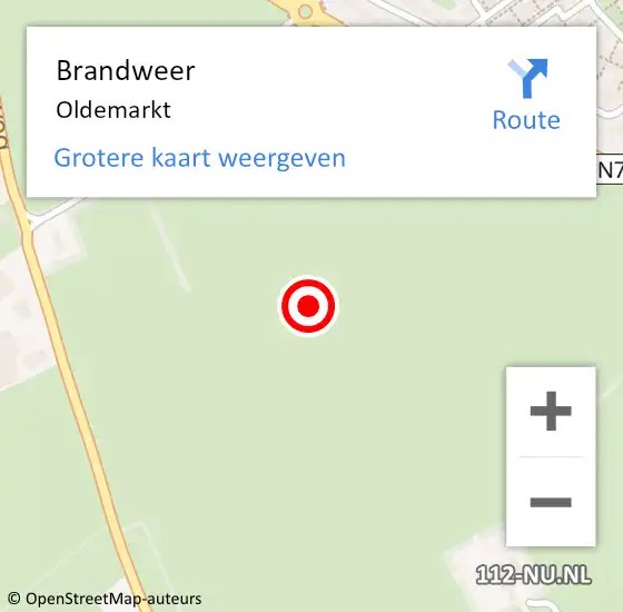 Locatie op kaart van de 112 melding: Brandweer Oldemarkt op 20 oktober 2018 16:51