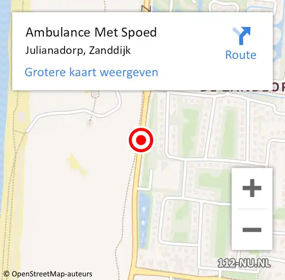 Locatie op kaart van de 112 melding: Ambulance Met Spoed Naar Julianadorp, Zanddijk op 20 oktober 2018 17:18
