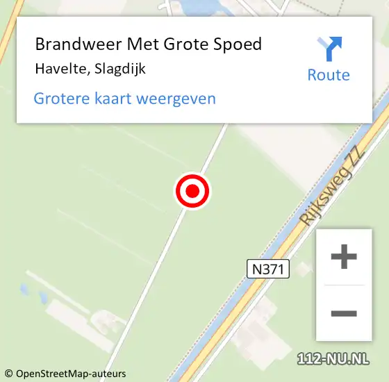 Locatie op kaart van de 112 melding: Brandweer Met Grote Spoed Naar Havelte, Slagdijk op 20 oktober 2018 17:35