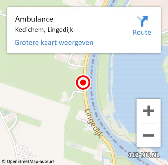 Locatie op kaart van de 112 melding: Ambulance Kedichem, Lingedijk op 20 oktober 2018 17:49