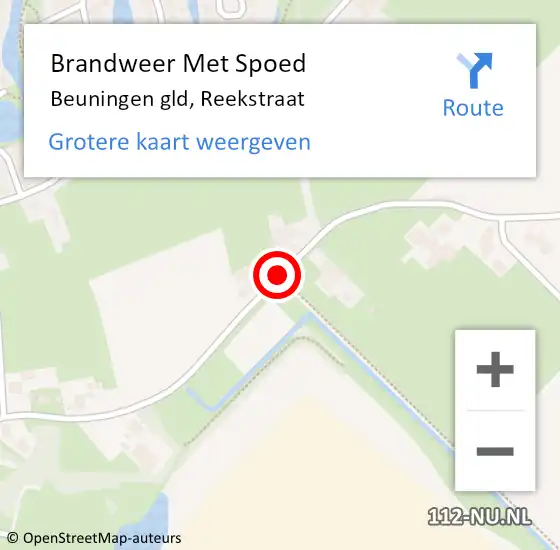 Locatie op kaart van de 112 melding: Brandweer Met Spoed Naar Beuningen gld, Reekstraat op 20 oktober 2018 18:28