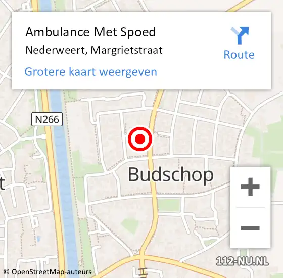 Locatie op kaart van de 112 melding: Ambulance Met Spoed Naar Nederweert, Margrietstraat op 12 maart 2014 12:58