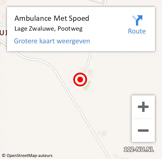 Locatie op kaart van de 112 melding: Ambulance Met Spoed Naar Lage Zwaluwe, Pootweg op 20 oktober 2018 19:54