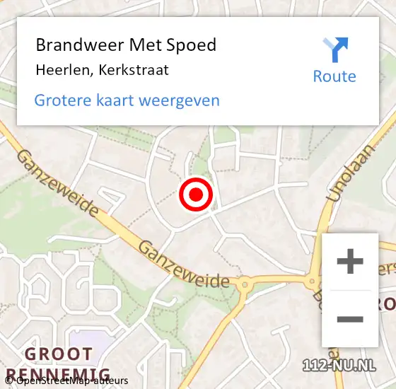 Locatie op kaart van de 112 melding: Brandweer Met Spoed Naar Heerlen, Kerkstraat op 20 oktober 2018 20:07