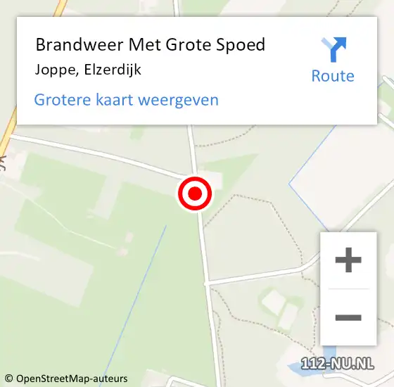 Locatie op kaart van de 112 melding: Brandweer Met Grote Spoed Naar Joppe, Elzerdijk op 20 oktober 2018 20:09