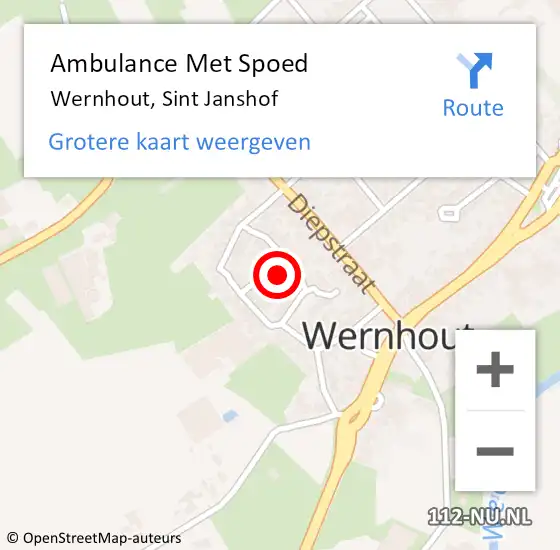 Locatie op kaart van de 112 melding: Ambulance Met Spoed Naar Wernhout, Sint Janshof op 20 oktober 2018 20:34