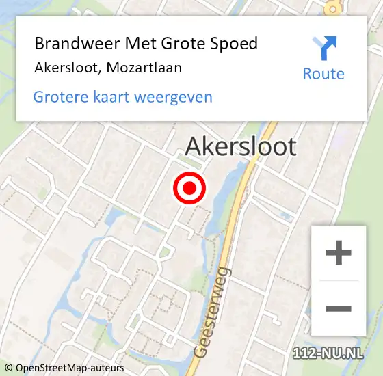 Locatie op kaart van de 112 melding: Brandweer Met Grote Spoed Naar Akersloot, Mozartlaan op 20 oktober 2018 20:46