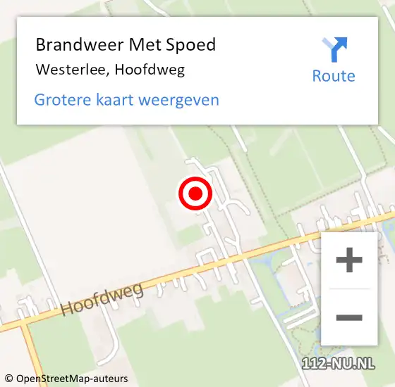 Locatie op kaart van de 112 melding: Brandweer Met Spoed Naar Westerlee, Hoofdweg op 20 oktober 2018 22:12