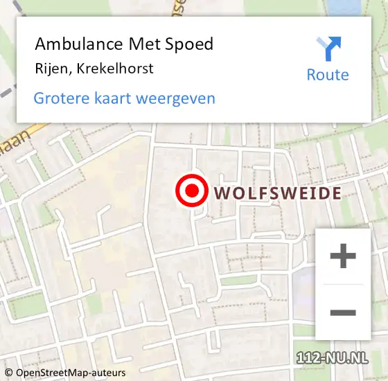 Locatie op kaart van de 112 melding: Ambulance Met Spoed Naar Rijen, Krekelhorst op 20 oktober 2018 22:24