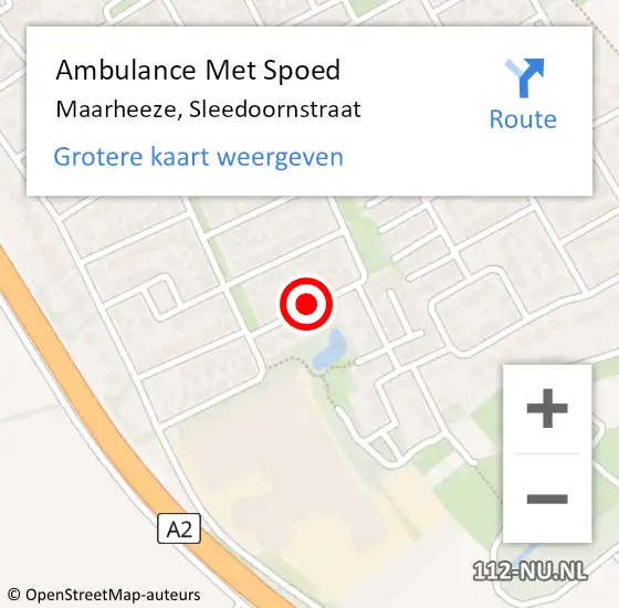 Locatie op kaart van de 112 melding: Ambulance Met Spoed Naar Maarheeze, Sleedoornstraat op 20 oktober 2018 22:43