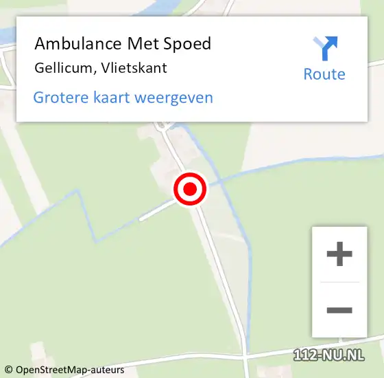 Locatie op kaart van de 112 melding: Ambulance Met Spoed Naar Gellicum, Vlietskant op 20 oktober 2018 23:05