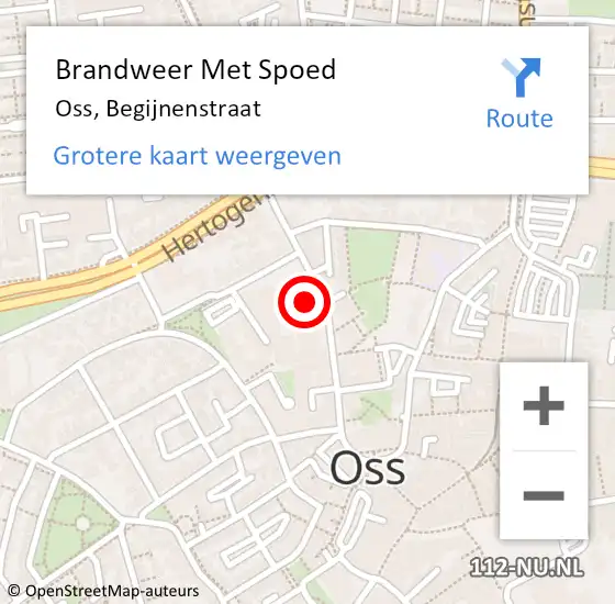 Locatie op kaart van de 112 melding: Brandweer Met Spoed Naar Oss, Begijnenstraat op 20 oktober 2018 23:32