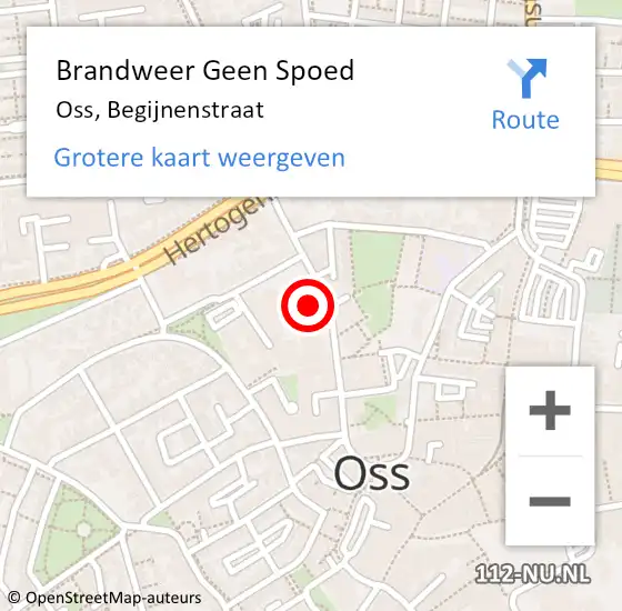 Locatie op kaart van de 112 melding: Brandweer Geen Spoed Naar Oss, Begijnenstraat op 20 oktober 2018 23:35