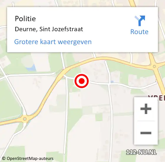 Locatie op kaart van de 112 melding: Politie Deurne, Sint Jozefstraat op 21 oktober 2018 00:59