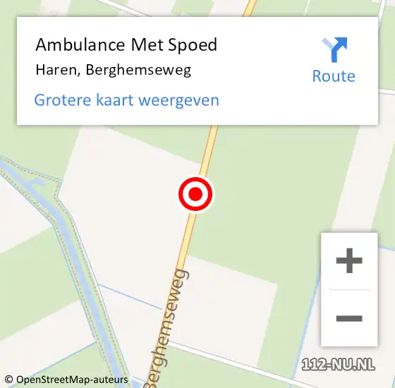 Locatie op kaart van de 112 melding: Ambulance Met Spoed Naar Haren, Berghemseweg op 21 oktober 2018 02:32