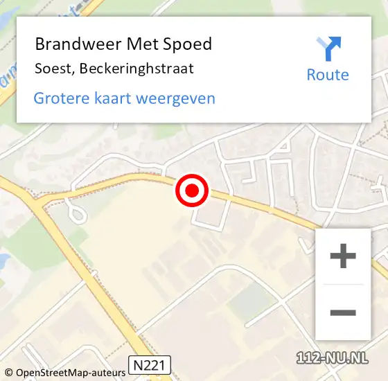 Locatie op kaart van de 112 melding: Brandweer Met Spoed Naar Soest, Beckeringhstraat op 21 oktober 2018 02:59