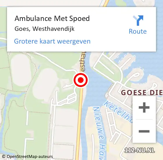 Locatie op kaart van de 112 melding: Ambulance Met Spoed Naar Goes, Westhavendijk op 21 oktober 2018 03:00