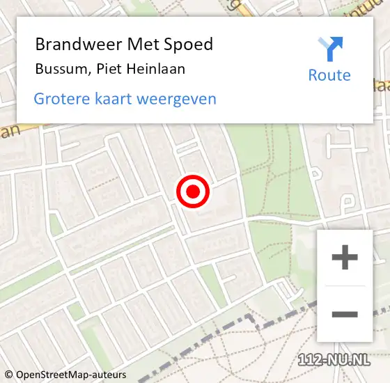 Locatie op kaart van de 112 melding: Brandweer Met Spoed Naar Bussum, Piet Heinlaan op 21 oktober 2018 06:23