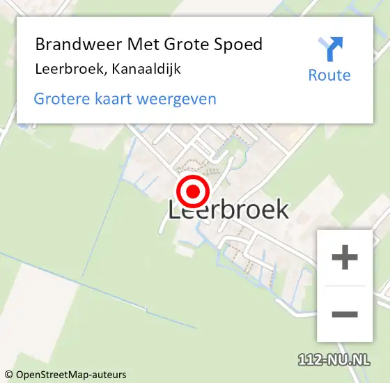 Locatie op kaart van de 112 melding: Brandweer Met Grote Spoed Naar Leerbroek, Kanaaldijk op 21 oktober 2018 06:43