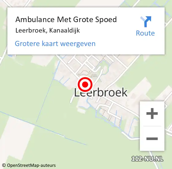 Locatie op kaart van de 112 melding: Ambulance Met Grote Spoed Naar Leerbroek, Kanaaldijk op 21 oktober 2018 06:43