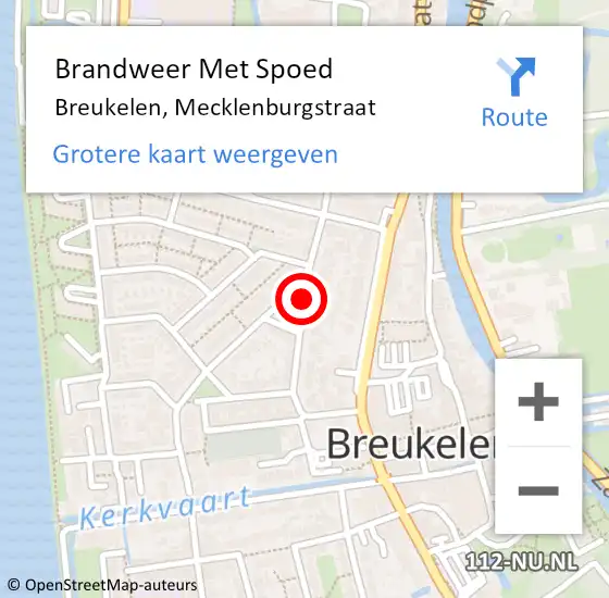 Locatie op kaart van de 112 melding: Brandweer Met Spoed Naar Breukelen, Mecklenburgstraat op 21 oktober 2018 06:57