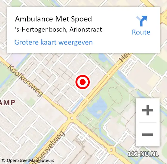 Locatie op kaart van de 112 melding: Ambulance Met Spoed Naar 's-Hertogenbosch, Arlonstraat op 21 oktober 2018 07:24