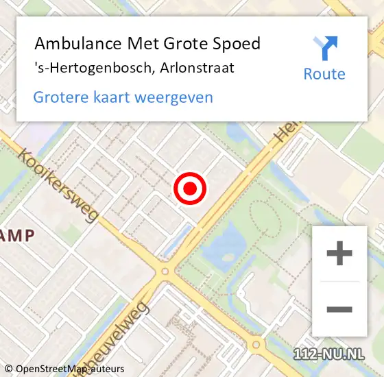 Locatie op kaart van de 112 melding: Ambulance Met Grote Spoed Naar 's-Hertogenbosch, Arlonstraat op 21 oktober 2018 07:26