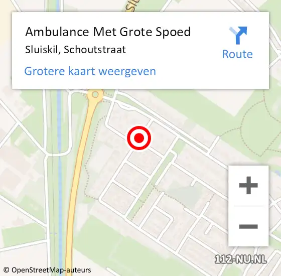 Locatie op kaart van de 112 melding: Ambulance Met Grote Spoed Naar Sluiskil, Schoutstraat op 21 oktober 2018 07:31