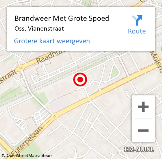 Locatie op kaart van de 112 melding: Brandweer Met Grote Spoed Naar Oss, Vianenstraat op 21 oktober 2018 07:55