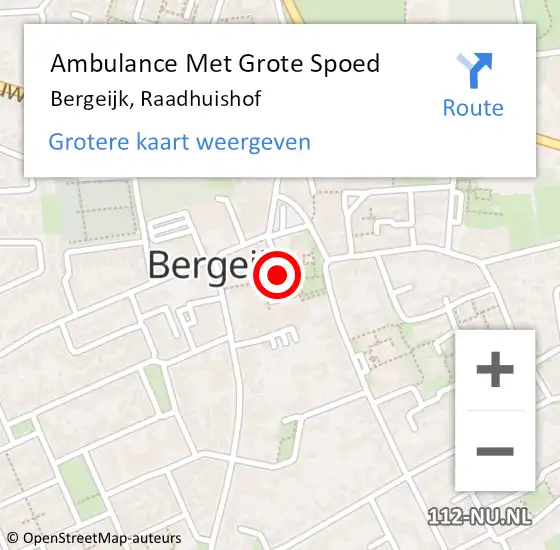 Locatie op kaart van de 112 melding: Ambulance Met Grote Spoed Naar Bergeijk, Raadhuishof op 21 oktober 2018 11:15