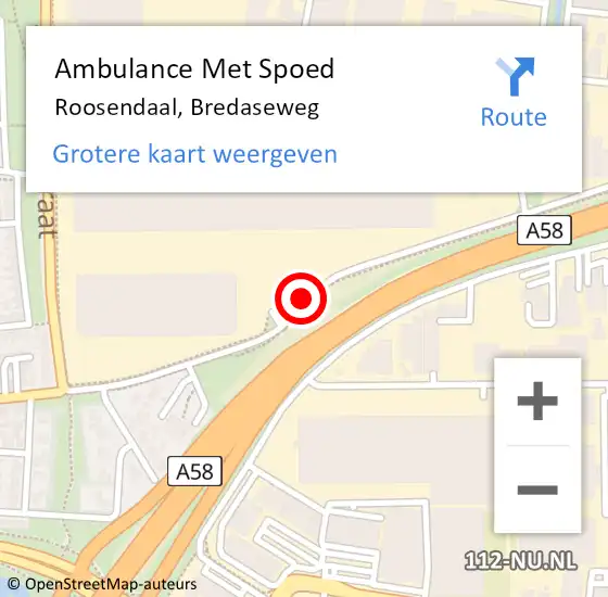Locatie op kaart van de 112 melding: Ambulance Met Spoed Naar Roosendaal, Bredaseweg op 21 oktober 2018 11:47