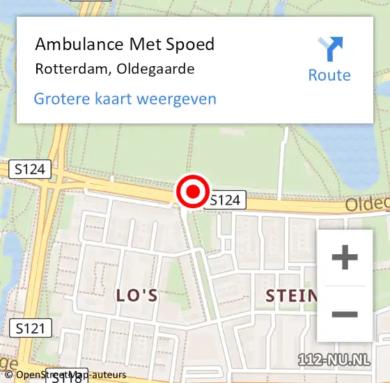 Locatie op kaart van de 112 melding: Ambulance Met Spoed Naar Rotterdam, Oldegaarde op 21 oktober 2018 11:49
