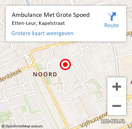 Locatie op kaart van de 112 melding: Ambulance Met Grote Spoed Naar Etten-Leur, Kapelstraat op 21 oktober 2018 11:52