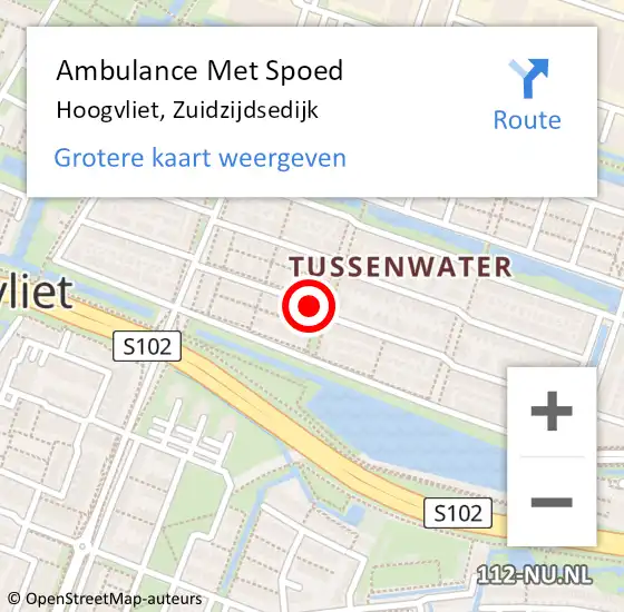 Locatie op kaart van de 112 melding: Ambulance Met Spoed Naar Hoogvliet, Zuidzijdsedijk op 21 oktober 2018 11:52