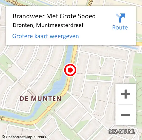 Locatie op kaart van de 112 melding: Brandweer Met Grote Spoed Naar Dronten, Muntmeesterdreef op 21 oktober 2018 11:54