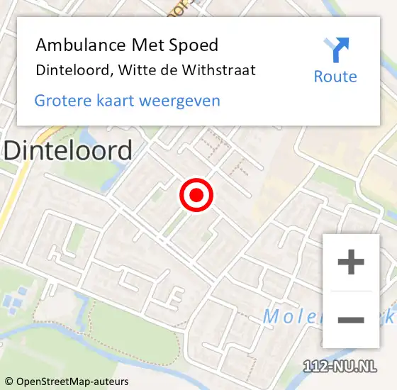 Locatie op kaart van de 112 melding: Ambulance Met Spoed Naar Dinteloord, Witte de Withstraat op 21 oktober 2018 13:12