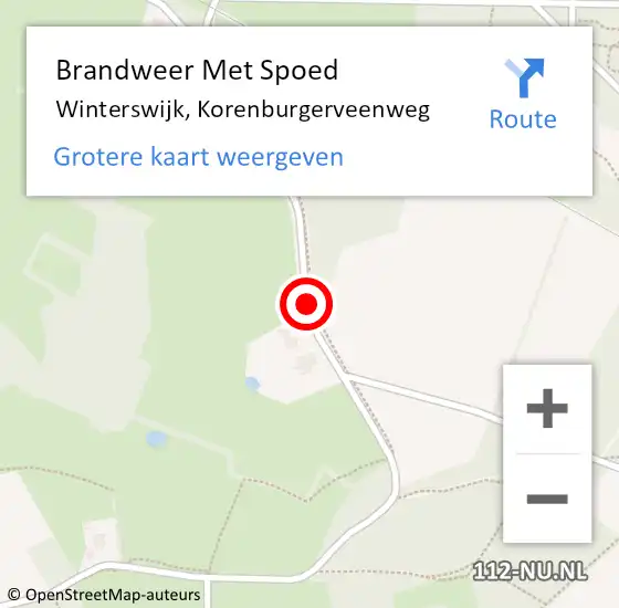 Locatie op kaart van de 112 melding: Brandweer Met Spoed Naar Winterswijk, Korenburgerveenweg op 21 oktober 2018 14:40