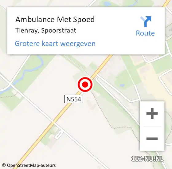 Locatie op kaart van de 112 melding: Ambulance Met Spoed Naar Tienray, Spoorstraat op 21 oktober 2018 14:52