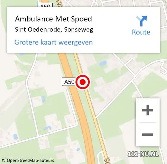 Locatie op kaart van de 112 melding: Ambulance Met Spoed Naar Sint Oedenrode, Sonseweg op 21 oktober 2018 15:30