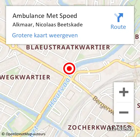 Locatie op kaart van de 112 melding: Ambulance Met Spoed Naar Alkmaar, Nicolaas Beetskade op 21 oktober 2018 15:58