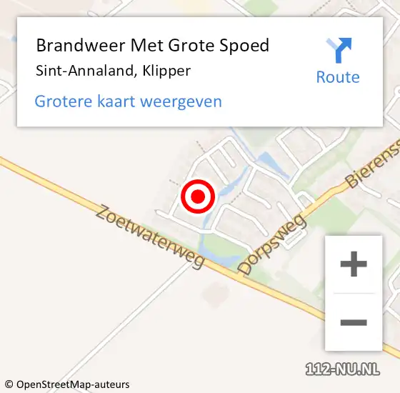 Locatie op kaart van de 112 melding: Brandweer Met Grote Spoed Naar Sint-Annaland, Klipper op 21 oktober 2018 17:08