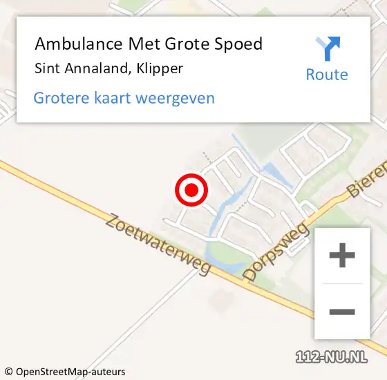 Locatie op kaart van de 112 melding: Ambulance Met Grote Spoed Naar Sint Annaland, Klipper op 21 oktober 2018 17:08