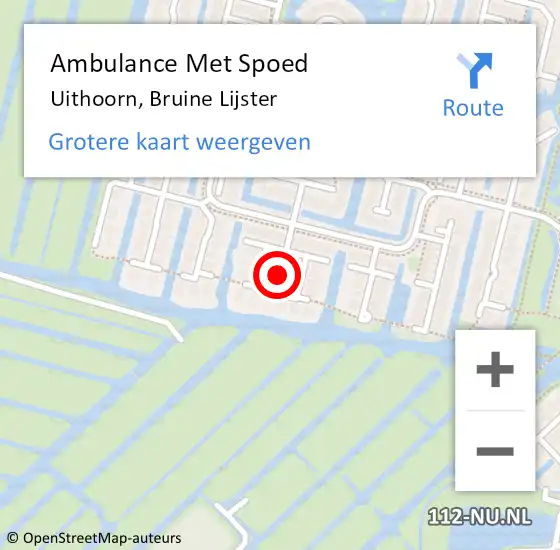 Locatie op kaart van de 112 melding: Ambulance Met Spoed Naar Uithoorn, Bruine Lijster op 21 oktober 2018 17:27