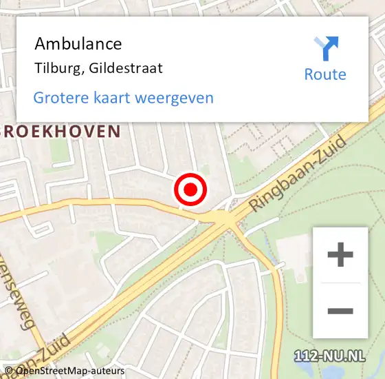 Locatie op kaart van de 112 melding: Ambulance Tilburg, Gildestraat op 12 maart 2014 14:00