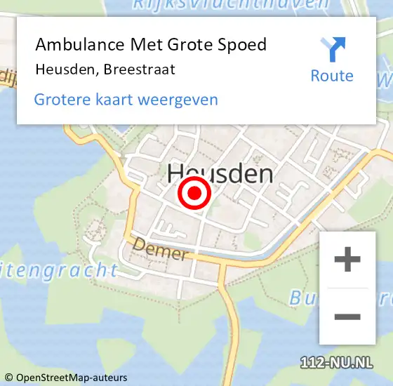 Locatie op kaart van de 112 melding: Ambulance Met Grote Spoed Naar Heusden, Breestraat op 21 oktober 2018 17:39
